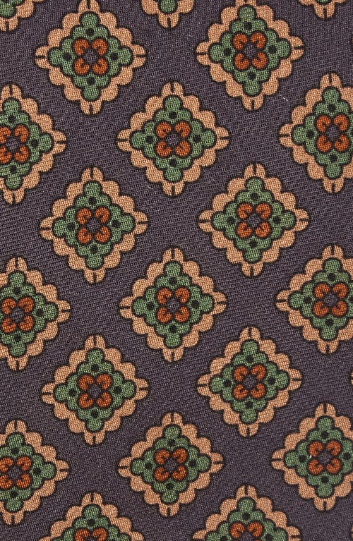 Drake's Flower Stamps Wool & Silk Tie In Brown