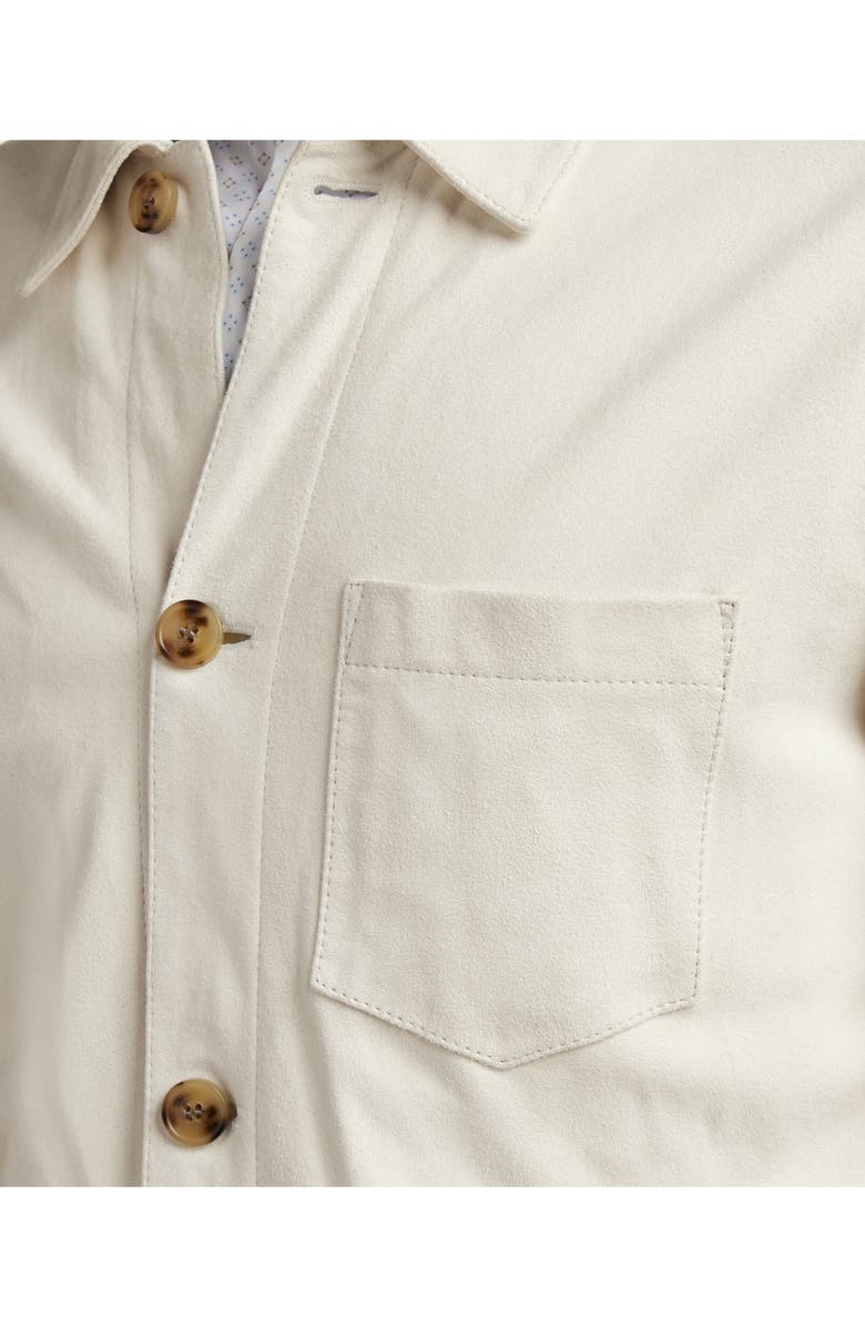David Donahue City Suede Button-Up Shirt Jacket, Alternate, color, Creme Fraiche