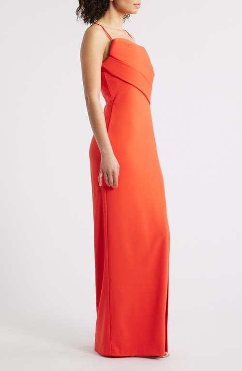 Vince Camuto Drape Neckline Sleeveless Gown In Poppy