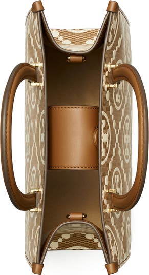 T Monogram Embossed Textured Leather Tote