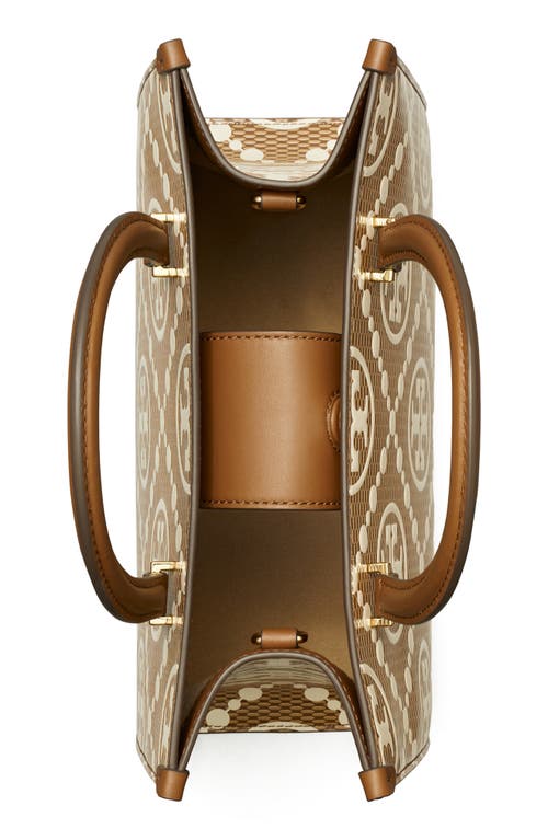 Tory Burch T Monogram Embossed Textured Leather Tote In Walnut