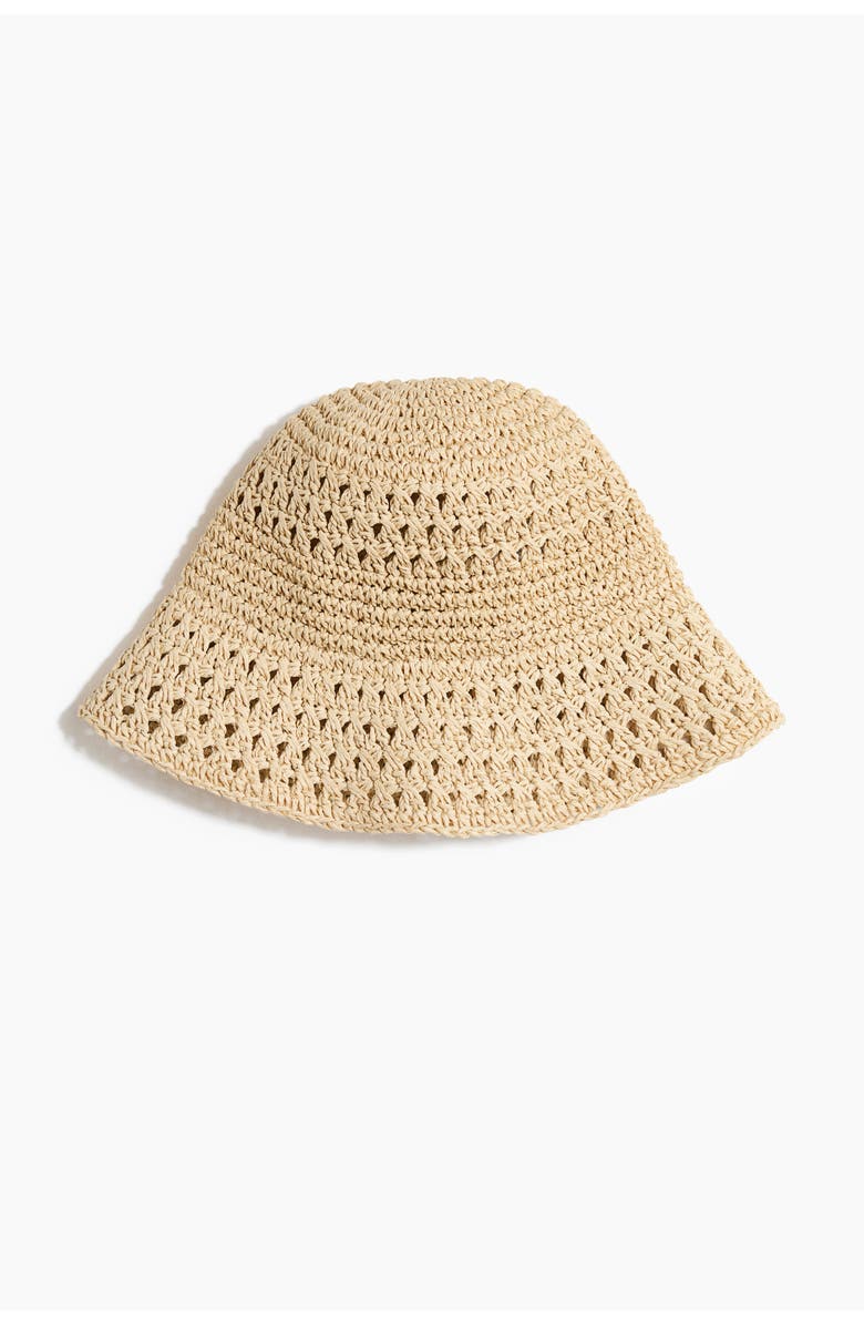 H&M Handmade Straw Bucket Hat, Main, color, Beige
