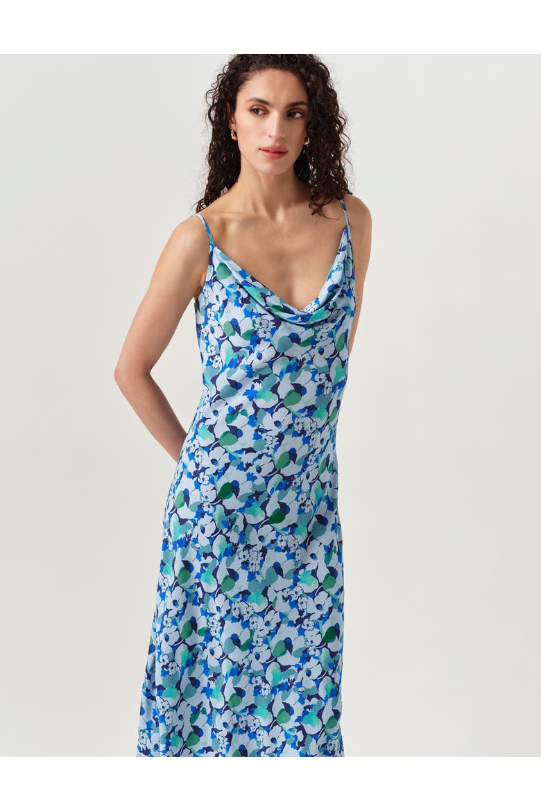 Stacy Cowl Neck Crepe Midi Dress, Alternate, color, Blue Tulip