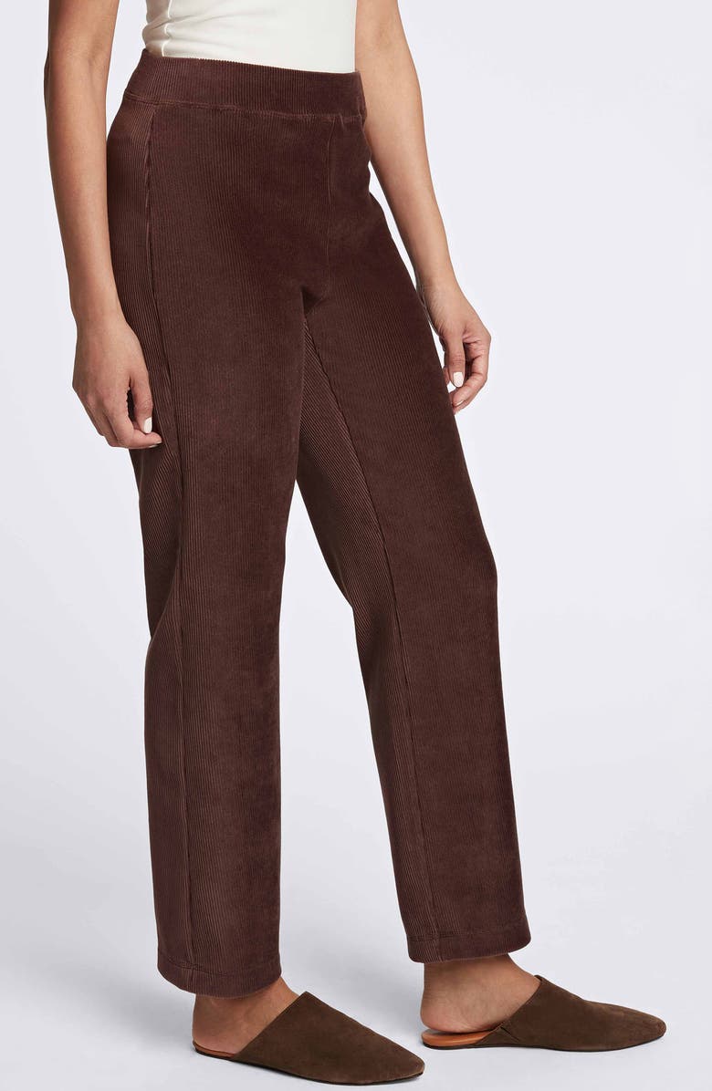 Foxcroft Caden Plush Corduroy Pants, Alternate, color, Chocolate