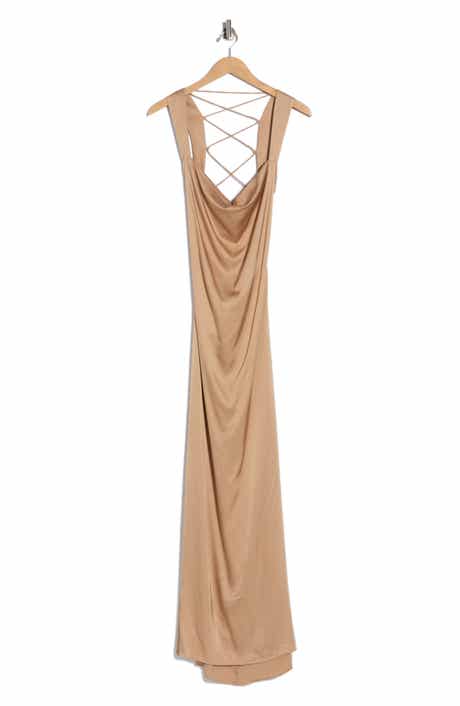 Good American Satin Lace-Up Maxi Slipdress