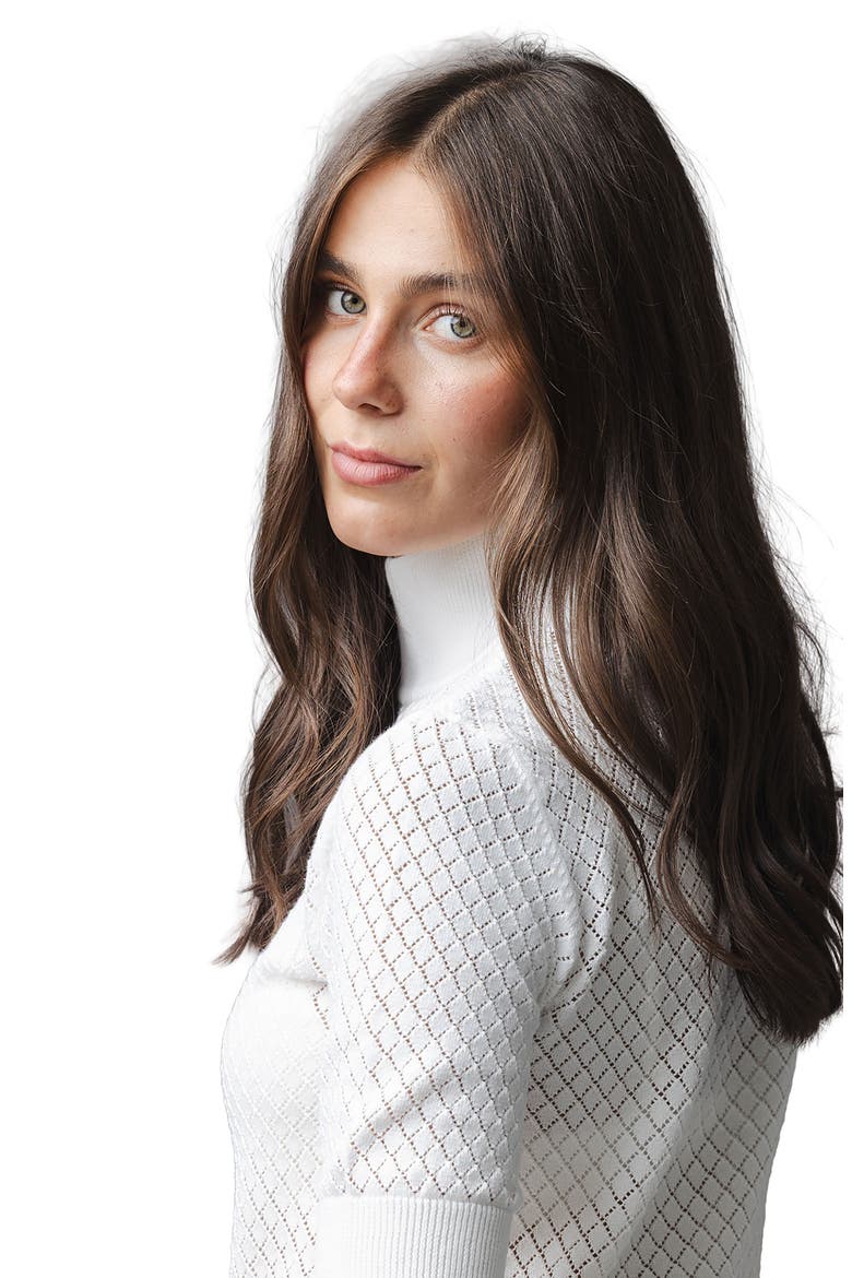 Organic Diamond Stitch Mock Neck Sweater, Alternate, color, Soft White Pointelle