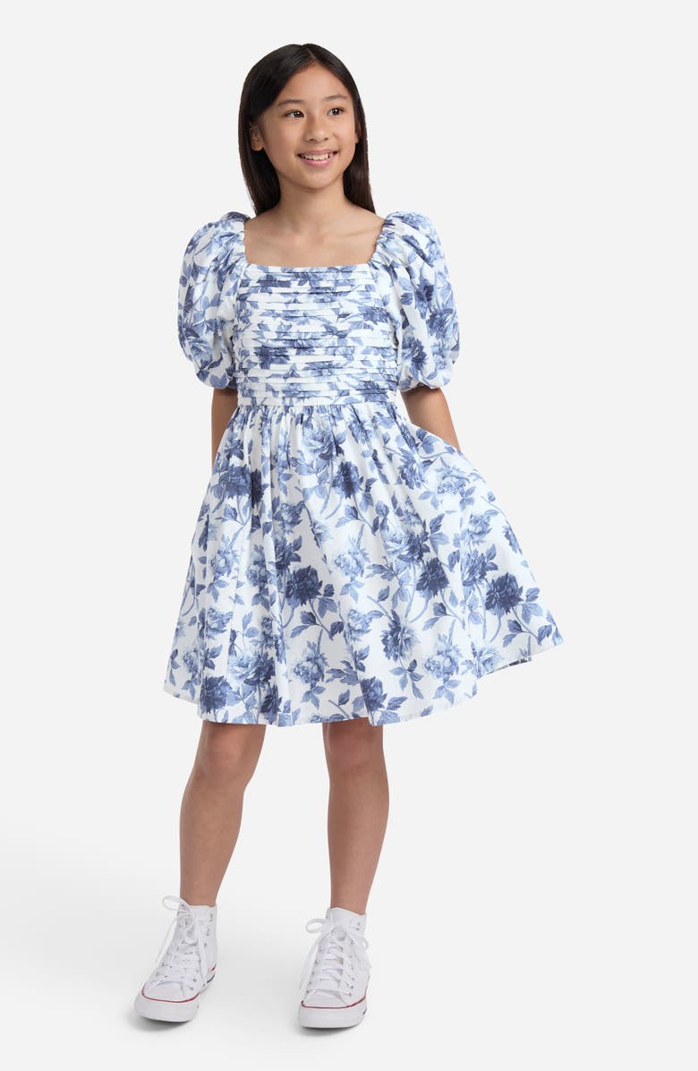 abercrombie kids Kids' Emerson Puff Sleeve Sundress, Alternate, color, Jet Stream