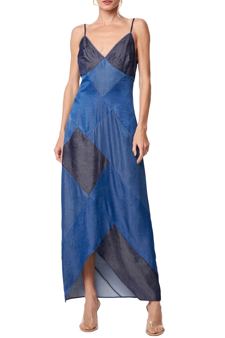 Derica Patchwork Slipdress, Main, color, BLUE MULTI