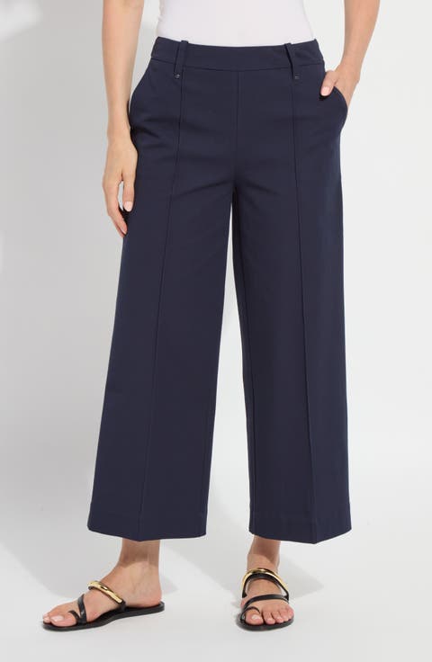 Miranda Pull-On High Waist Crop Wide Leg Twill Pants