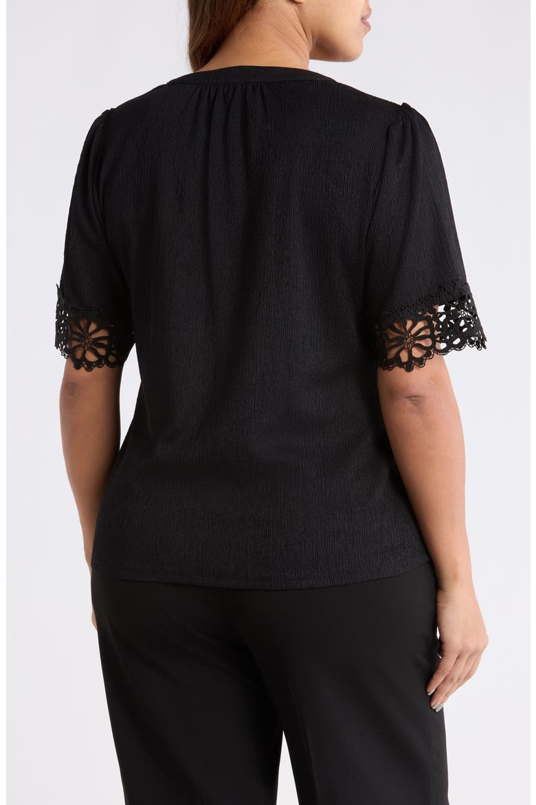 Crepe Lace Trim Top, Alternate, color, ANNE BLACK
