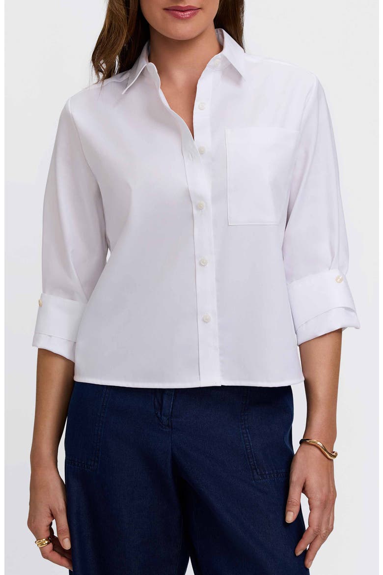 Jodie Cotton Blend Button-Up Shirt, Main, color, WHITE