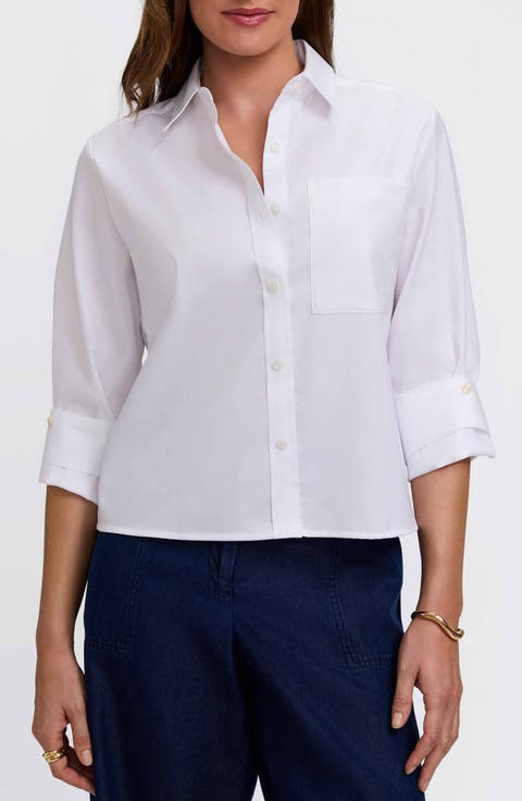 Jodie Cotton Blend Button-Up Shirt