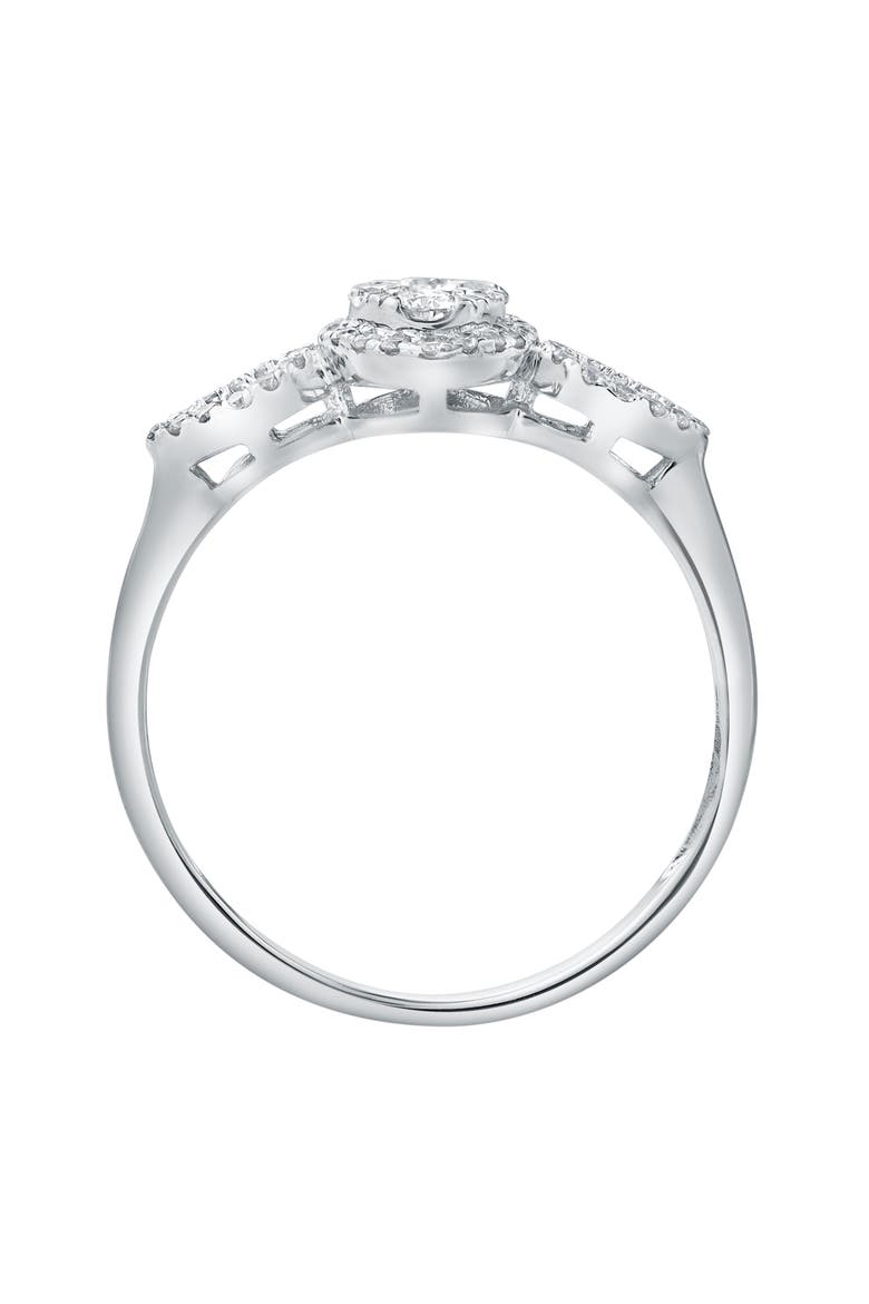 Florayne 0.35 Ct 14K Gold Diamond Leaf Halo Ring, Alternate, color, 14K White Gold
