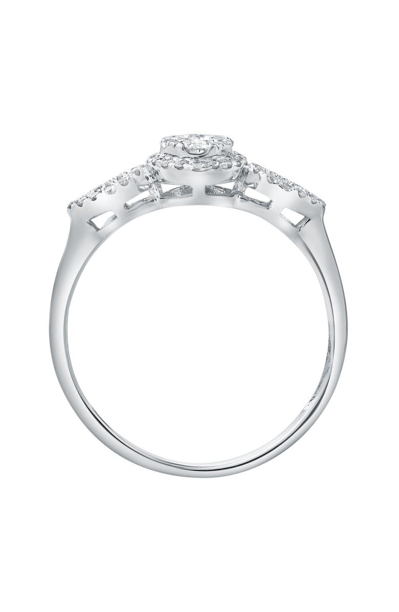 LuvMyJewelry Florayne 0.35 Ct 14K Gold Diamond Leaf Halo Ring, Alternate, color, 14K White Gold