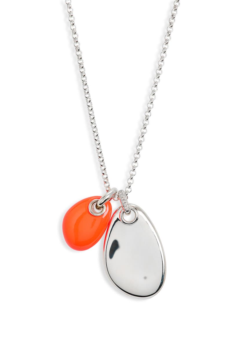 Diamond Bail Enamel Pendant Necklace, Main, color, ORANGE
