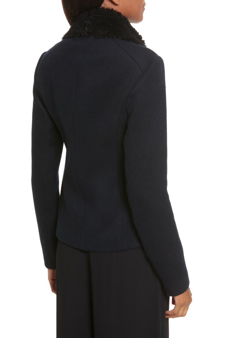 Genuine Shearling Trim Scuba Jacket, Alternate, color, COASTAL