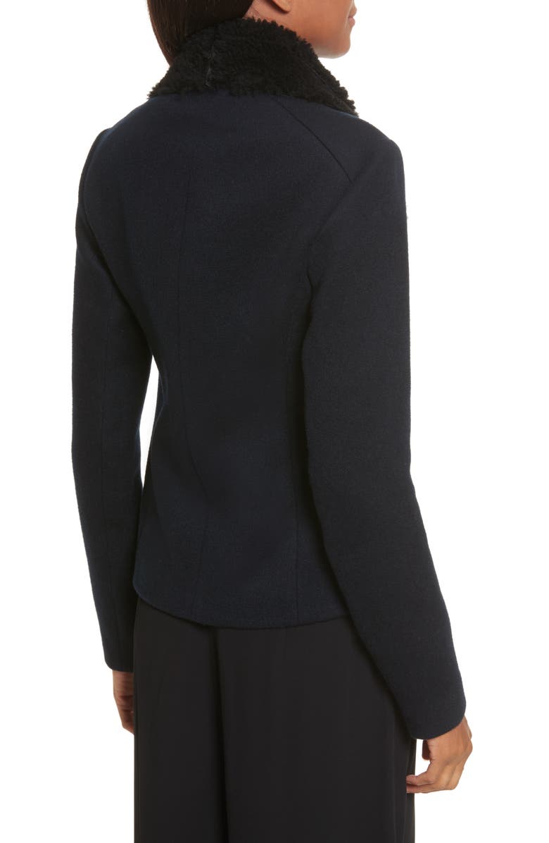 Vince Genuine Shearling Trim Scuba Jacket, Alternate, color, 