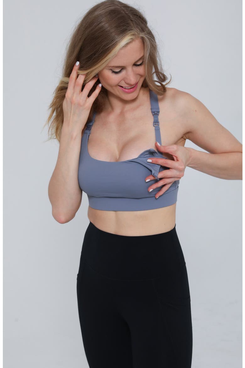 Oceane 4 Medium Support Maternity Sports Bra, Alternate, color, Solar Gray