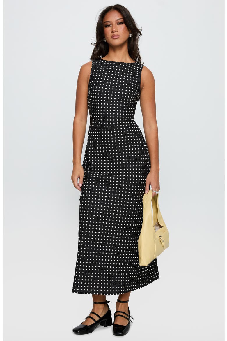 Voyager Polka Dot Linen Blend Dress, Alternate, color, BLACK POLKA