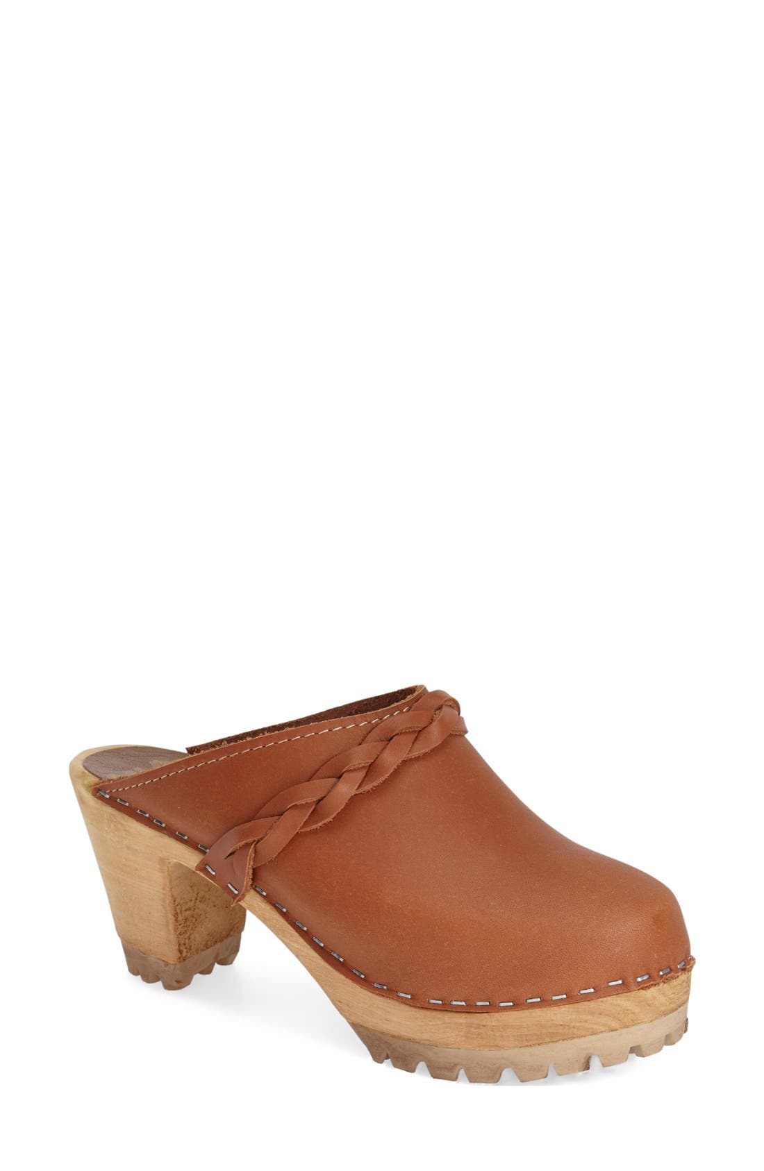 'Elsa' Clog, Main, color, LUGGAGE LEATHER