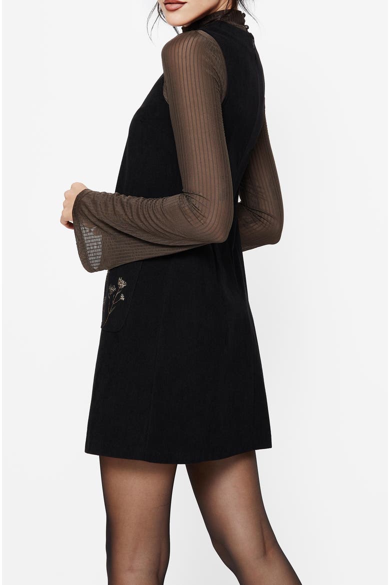 Griffinfly Embroidered Cord Mini Dress, Alternate, color, Black