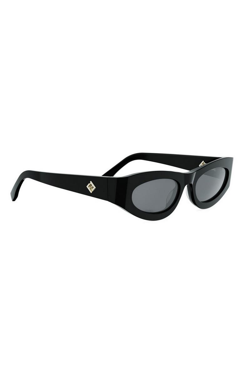 Fendi FF Diamonds 51mm Oval Sunglasses, Alternate, color, Shiny Black / Smoke