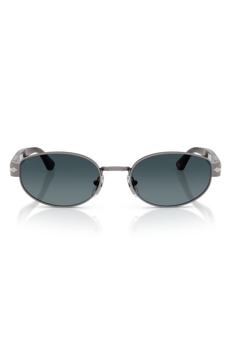 Persol 56mm Polarized Gradient Oval Sunglasses, Main, color, Gunmetal / Polar Gradient Blue