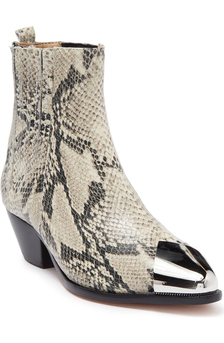 Schutz Luccyen Embossed Snake Skin Bootie, Main, color,
