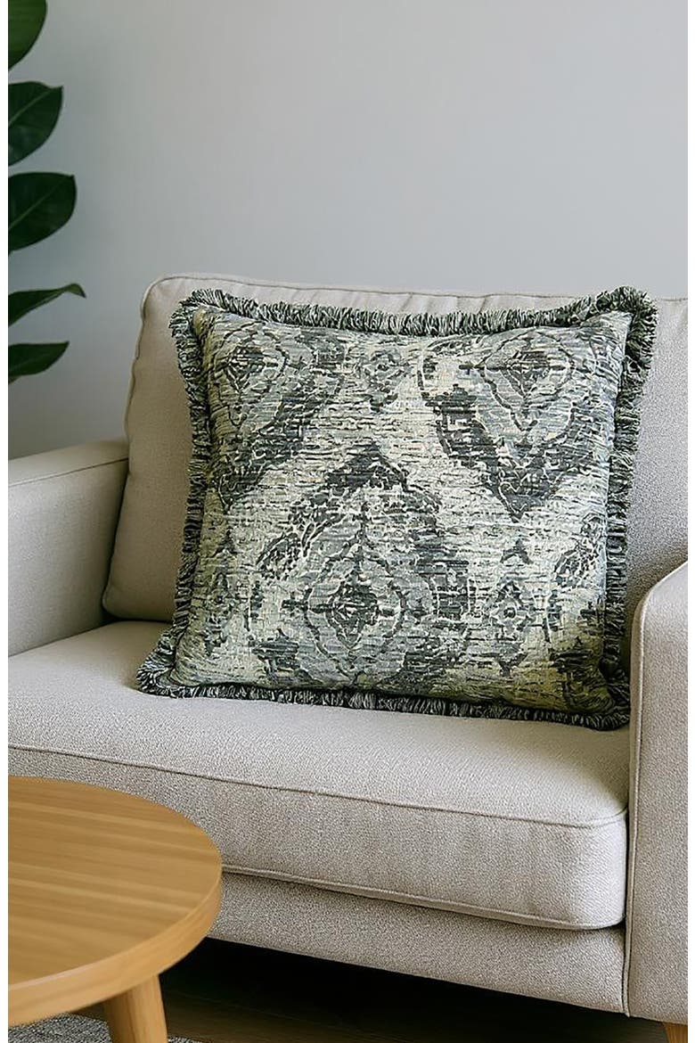 Toscana Jacquard Square Accent Pillow, Alternate, color, PEWTER