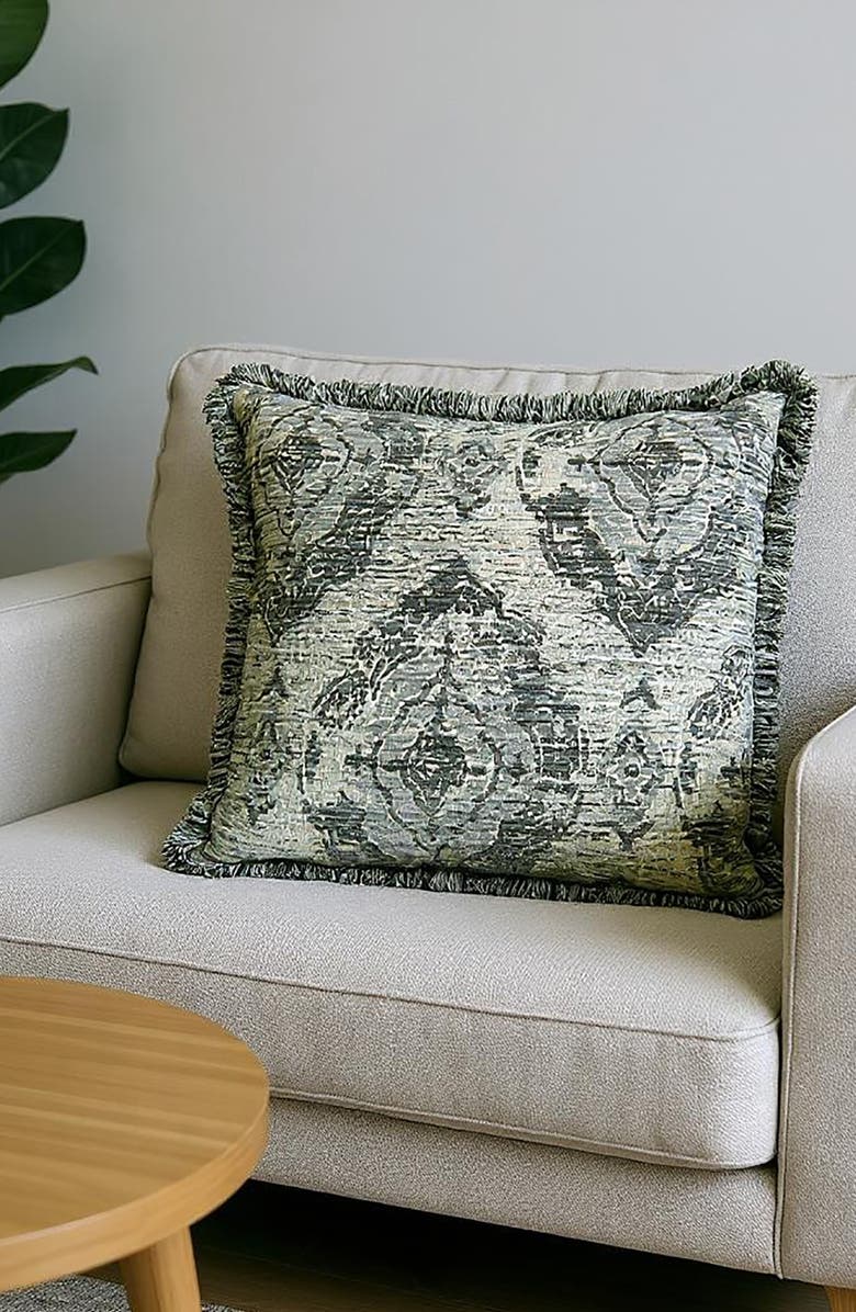 STUDIOCHIC Toscana Jacquard Square Accent Pillow, Alternate, color, Pewter