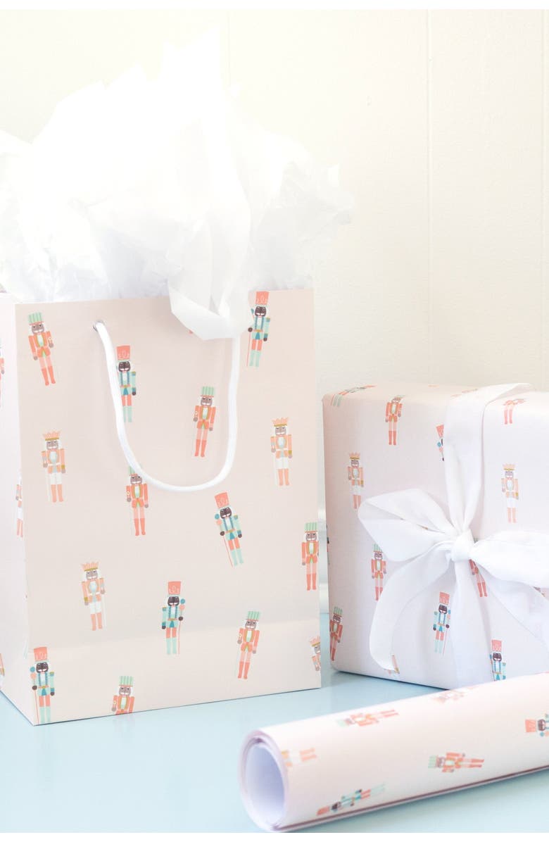 Joy Paper Co. Pinkmas Nutcracker Holiday Pattern Gift Bag Card Set, Alternate, color, Pinkmas Holiday Pattern