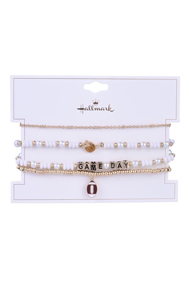 Game Day 4pc Football Bracelet Set, Alternate, color, Brown