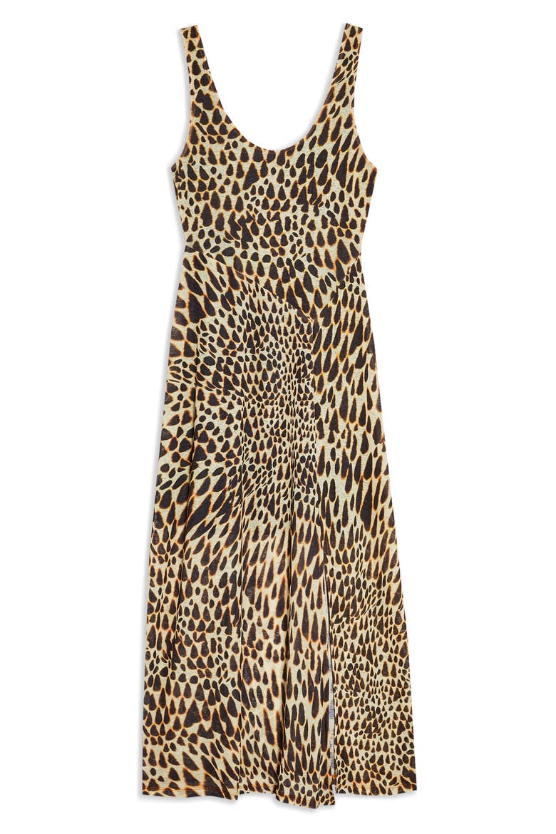 Animal Print Midi Dress, Alternate, color, IVORY MULTI