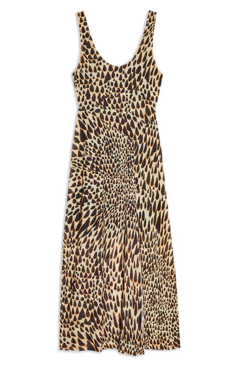 Topshop Animal Print Midi Dress, Alternate, color, 