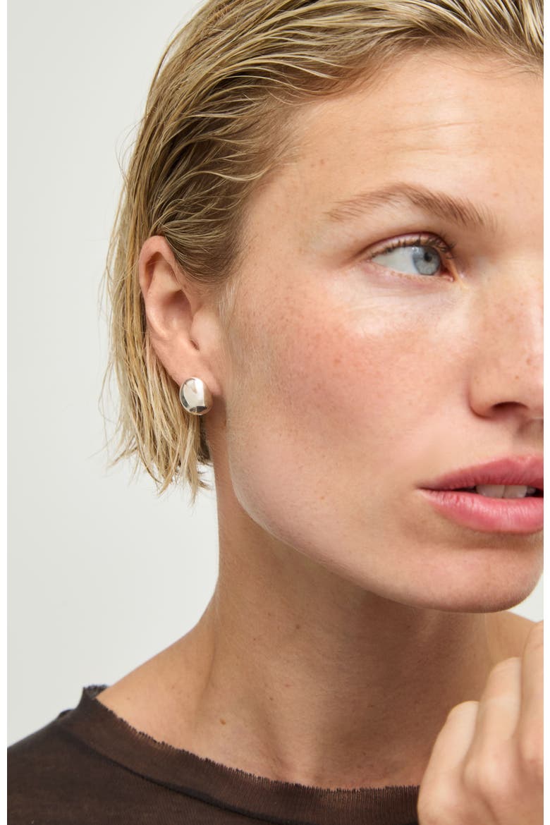 Silver-Tone Sphere Earrings, Alternate, color, Silver