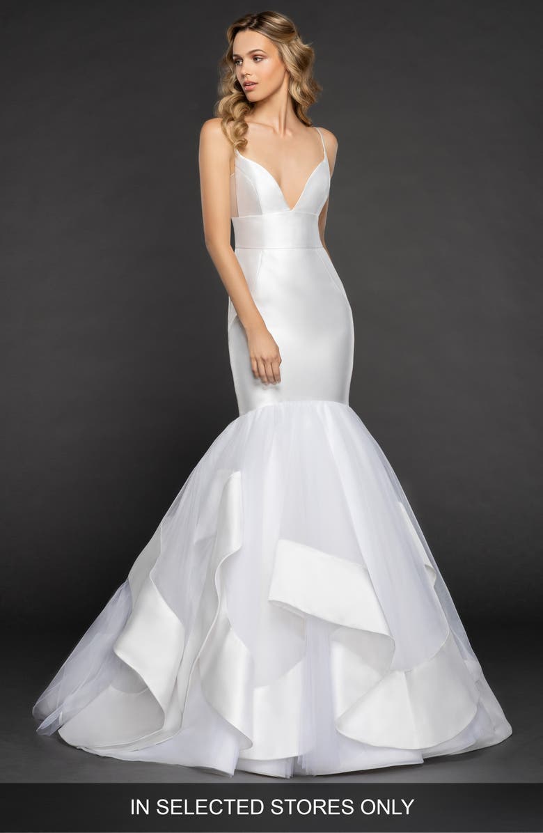 Hayley Paige Nevada Mikado & Tulle Mermaid Gown, Main, color, 