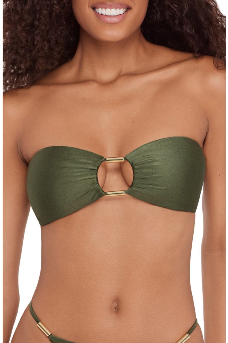 Beaded Cutout Strapless Bikini Top, Main, color, OLIVE