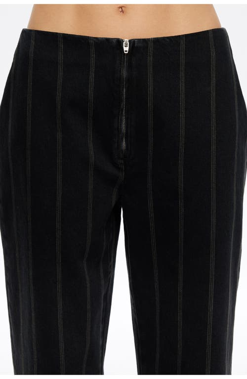 Bimba Y Lola Striped Denim Ankle-length Jeans In Black
