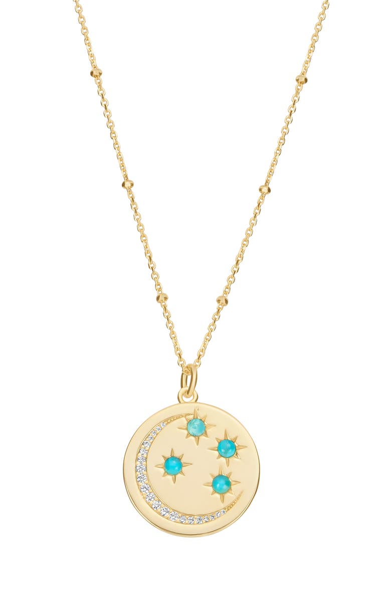 ATHRA LUXE Moon Medallion Necklace, Main, color, Gold