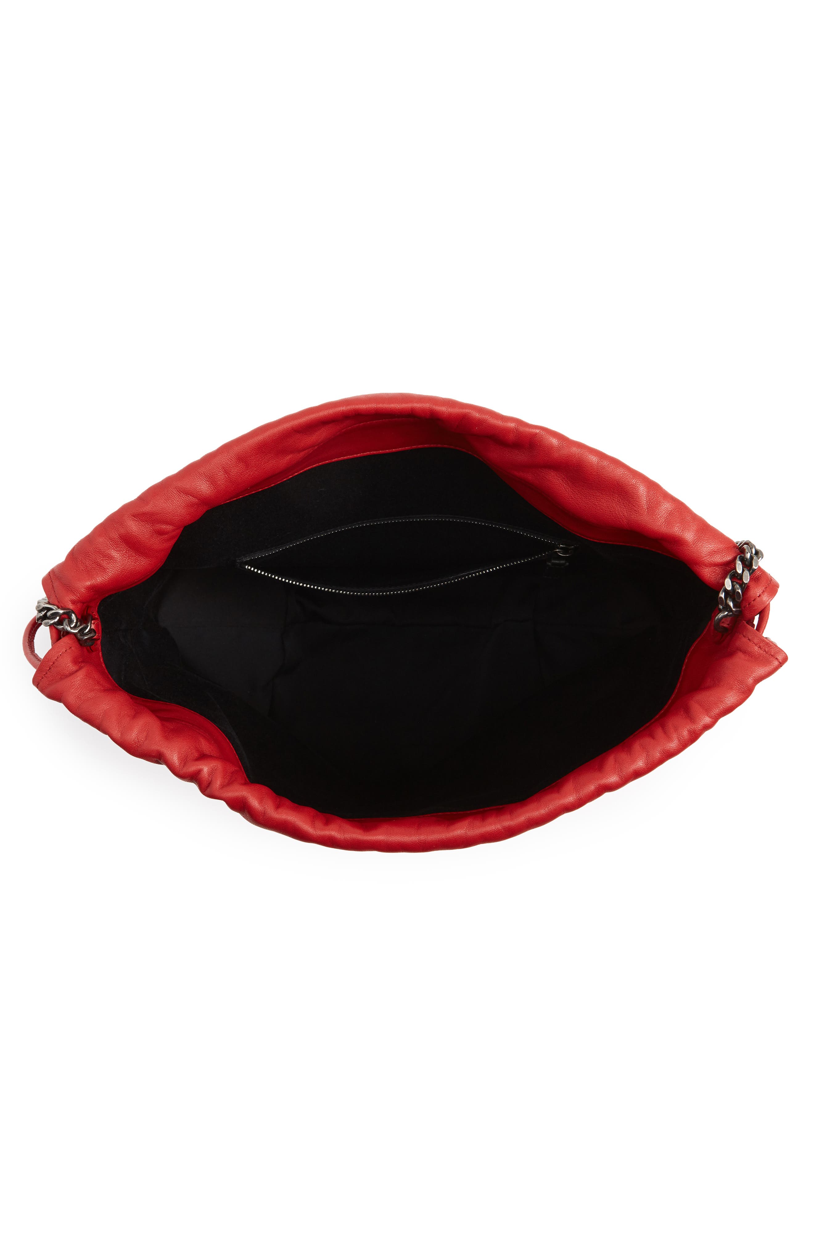 Saint Laurent Teddy Bandana Studded Leather Bucket Bag, Alternate, color, 