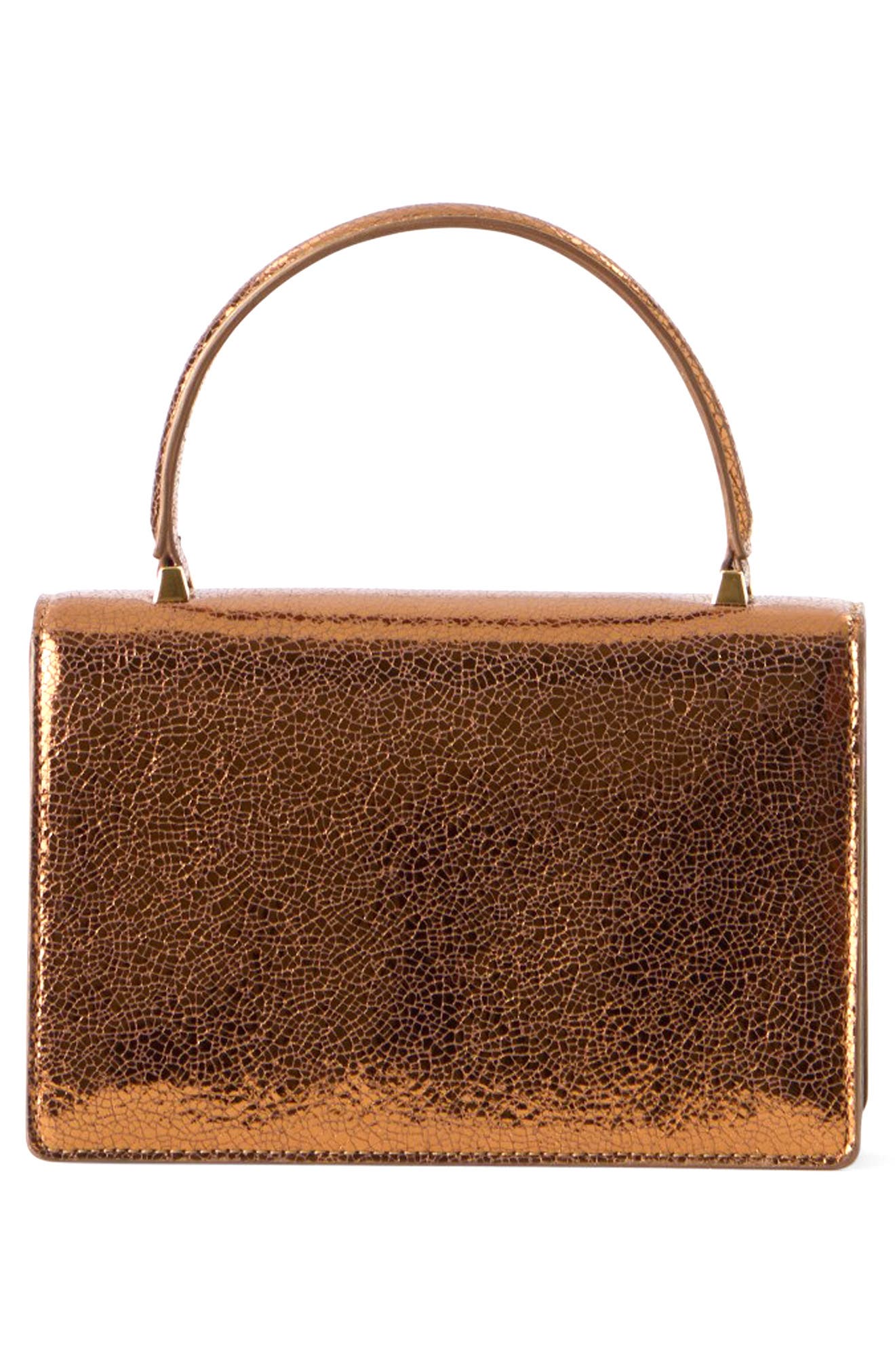 Alice Crinkled Metallic Leather Top Handle Bag, Alternate, color, BRONCEGOLD MET