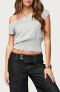 EDIKTED Michaela Off the Shoulder Crop T-Shirt