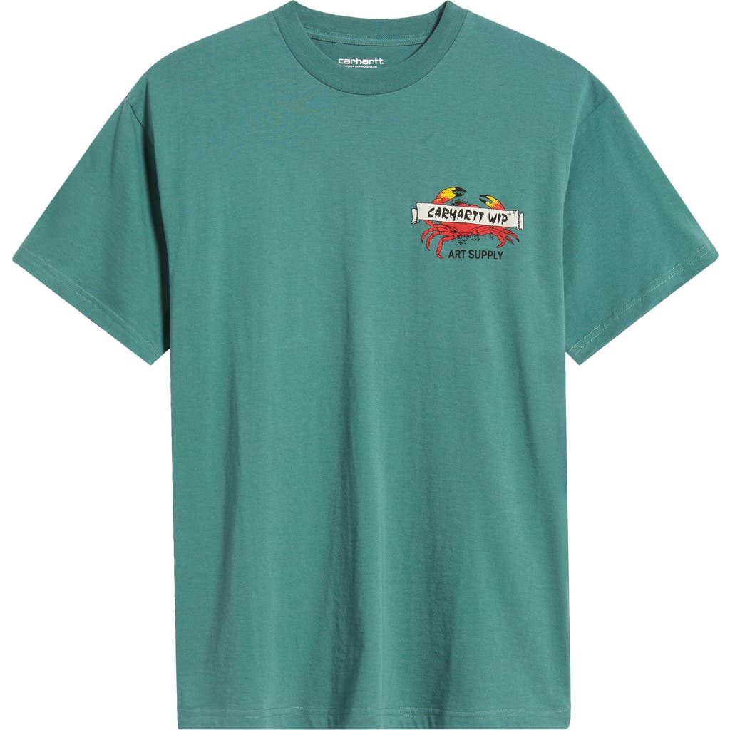 Carhartt Work In Progress Crab Paint Organic Cotton Graphic T-shirt In Green