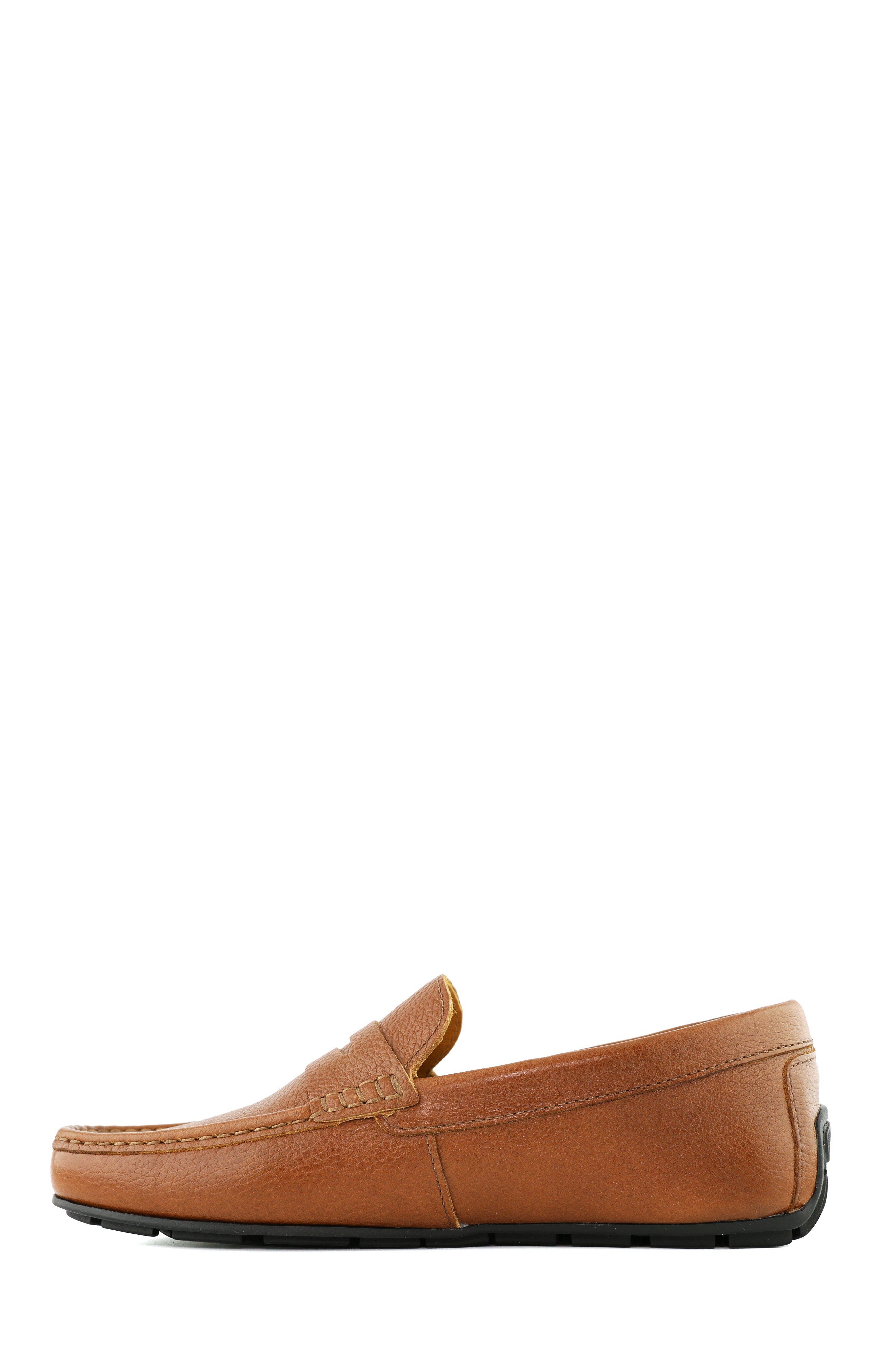 West Village Leather Slip on Penny Loafer, Alternate, color, Cognac Grainy Leather