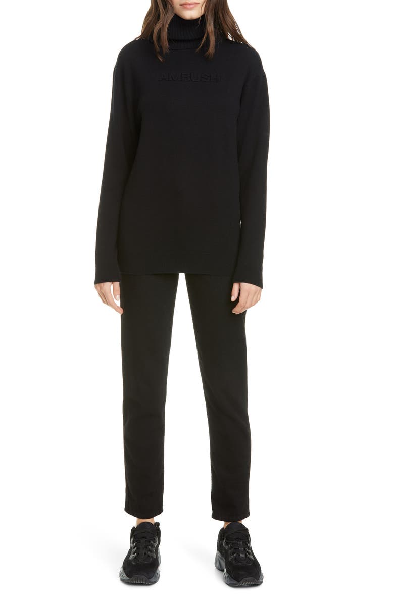Ambush Logo Embossed Wool Blend Turtleneck Sweater, Alternate, color, 