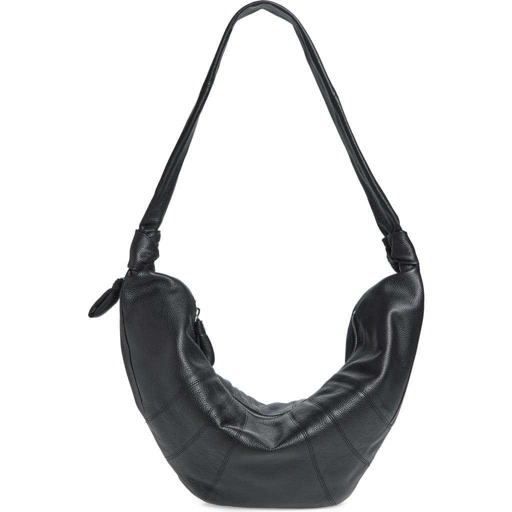 Lemaire Large Croissant Leather Bag In Black