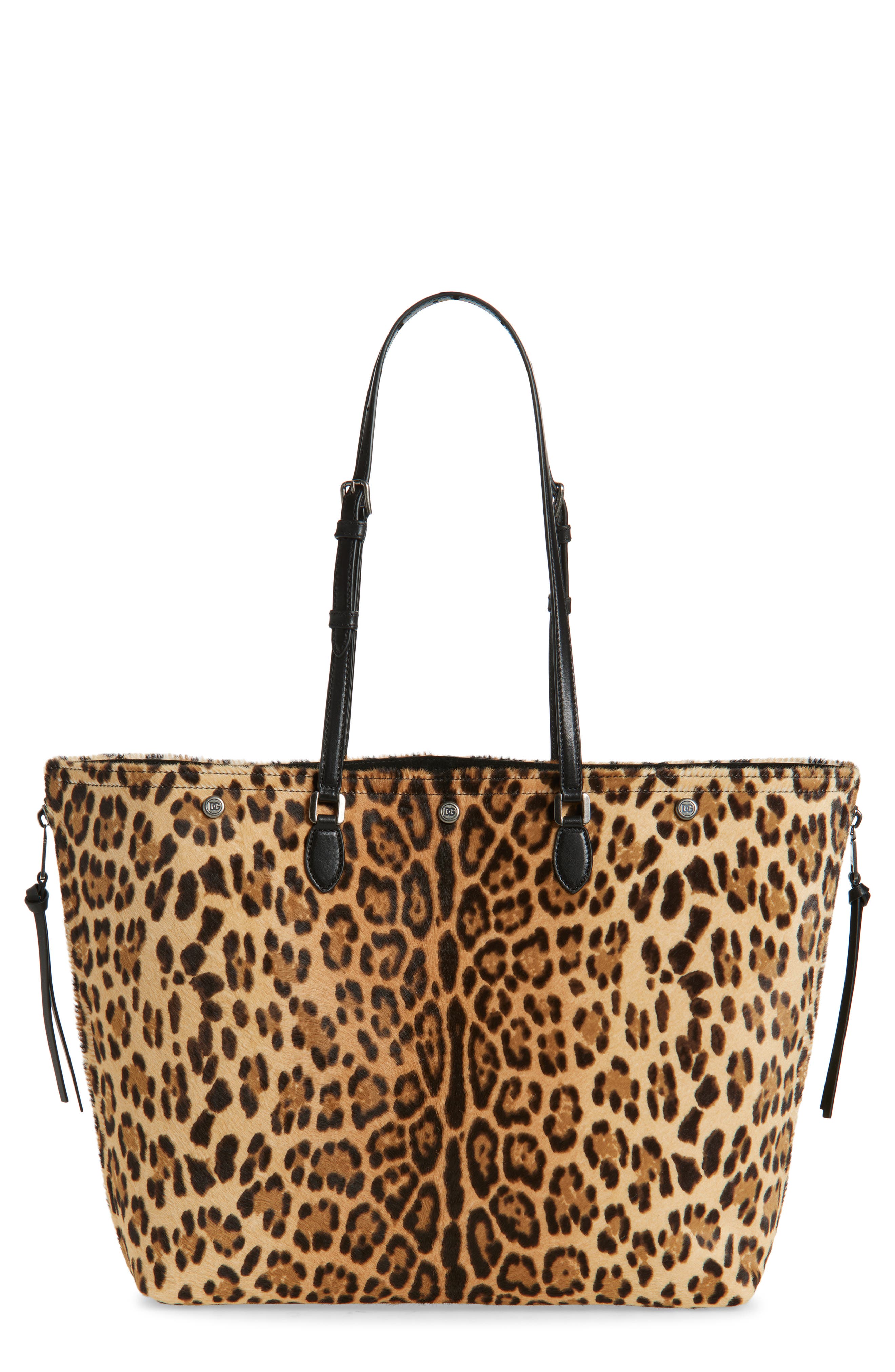 Dolce&Gabbana Shopping Leopard Print Genuine Calf Hair Tote, Main, color, Leopard