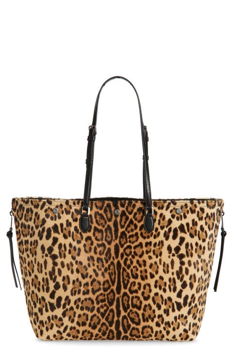 Shopping Leopard Print Genuine Calf Hair Tote