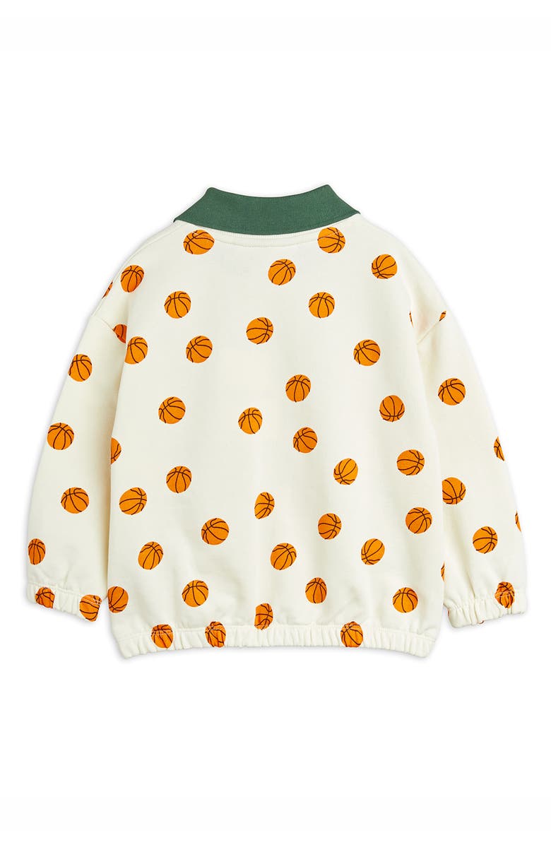 Mini Rodini Kids' Basketball Print Organic Cotton Polo Collar Sweatshirt, Alternate, color, 