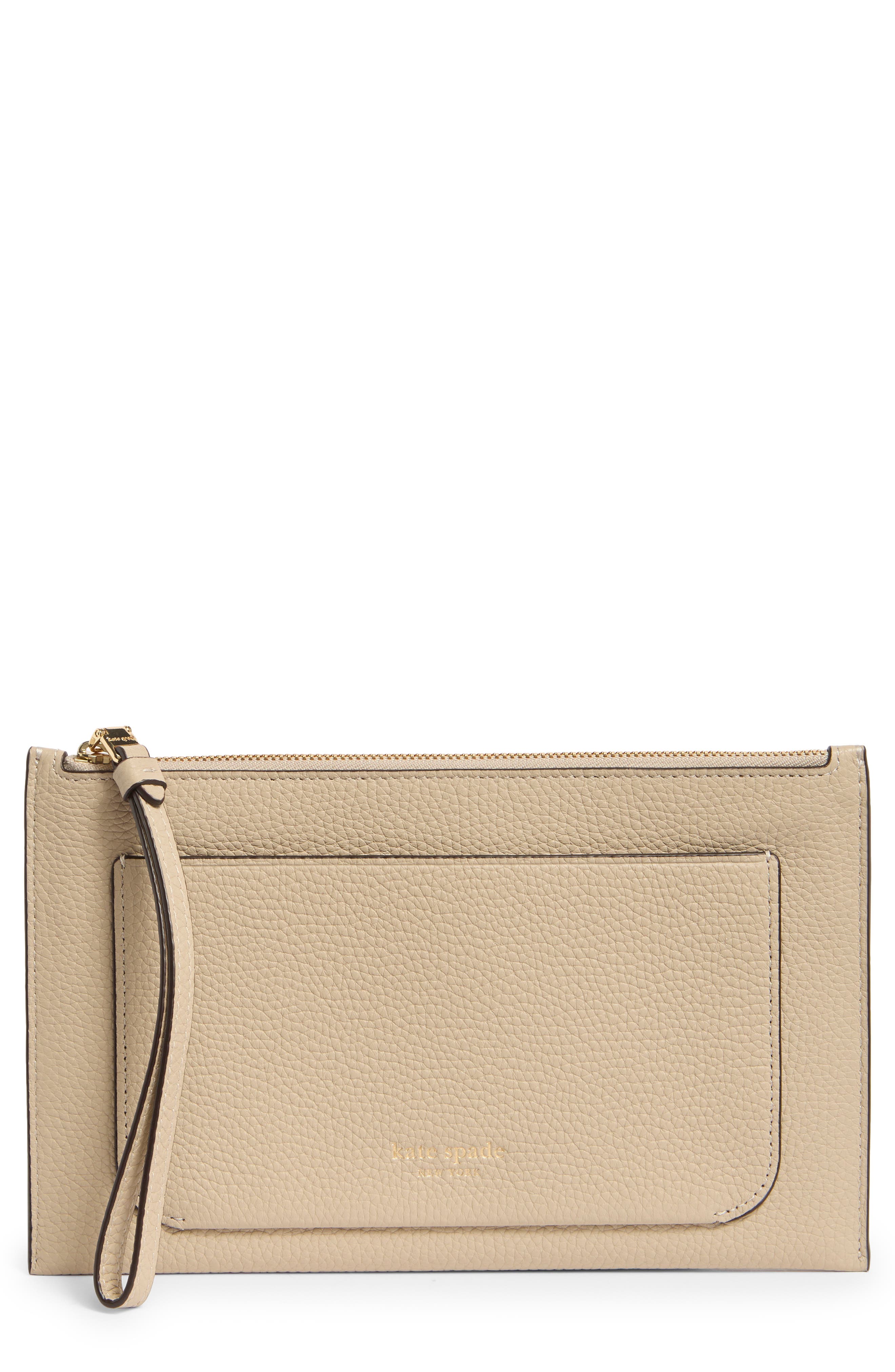 Kate Spade New York ava leather wristlet, Main, color, 